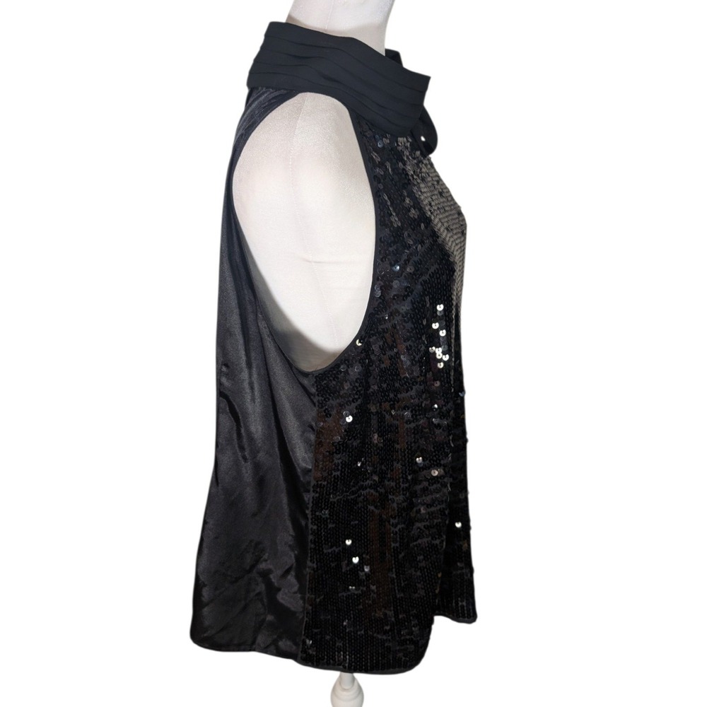 Lane Bryant Black Sequin Halter Top Bow Neck Sleeveless Blouse Plus Size 18 - Picture 3 of 8